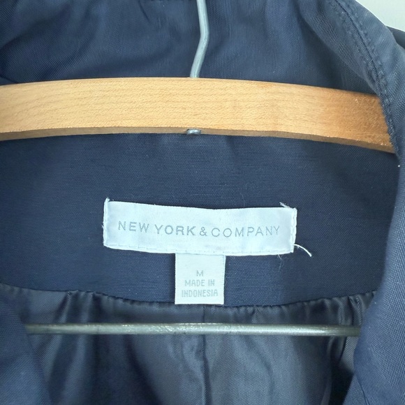 New York & Company Navy Trench Coat with White Accents - Picture 2 of 6